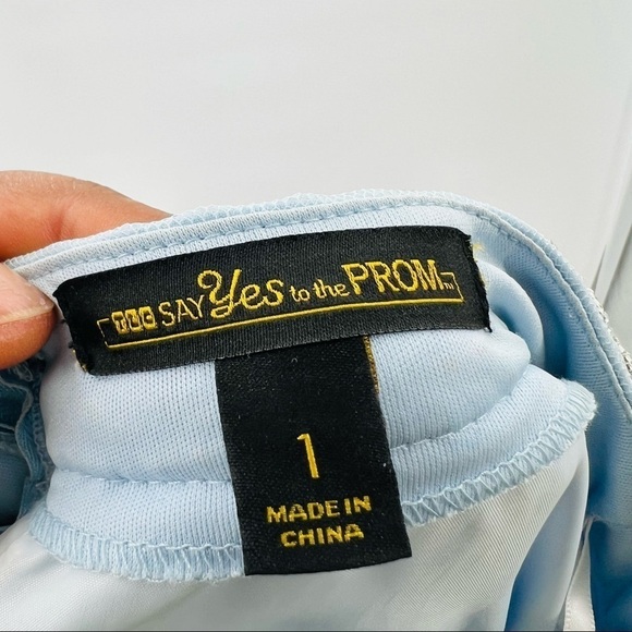 Say Yes to the Prom blue chiffon skirt maxi beaded detail size 1 - Picture 9 of 11